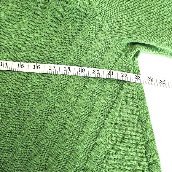 J Jill Womens LG Apple Green Linen Cotton V-neck Pullover Tunic Sweater - Picture 6 of 7